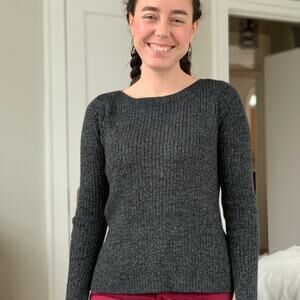 H&M Charcoal Sweater W/Silver Threads, Size XS